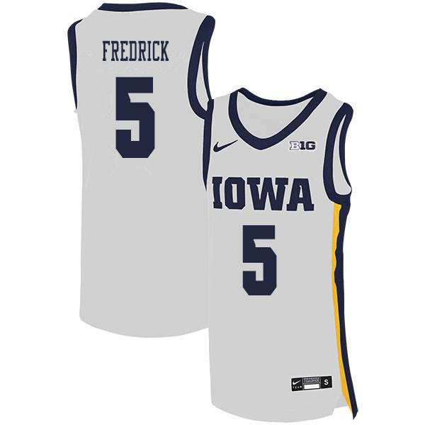 2020 Men #5 CJ Fredrick Iowa Hawkeyes College Basketball Jerseys Sale-White